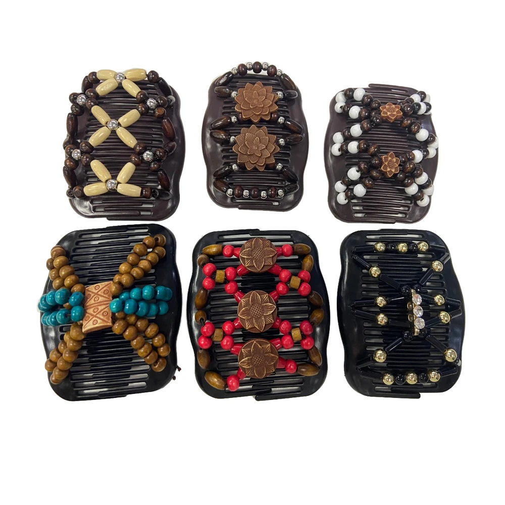 500 pcs/lot mix   model  Fashion magic Hair Combs mix lot wooden  Beaded Hair Clips accessories