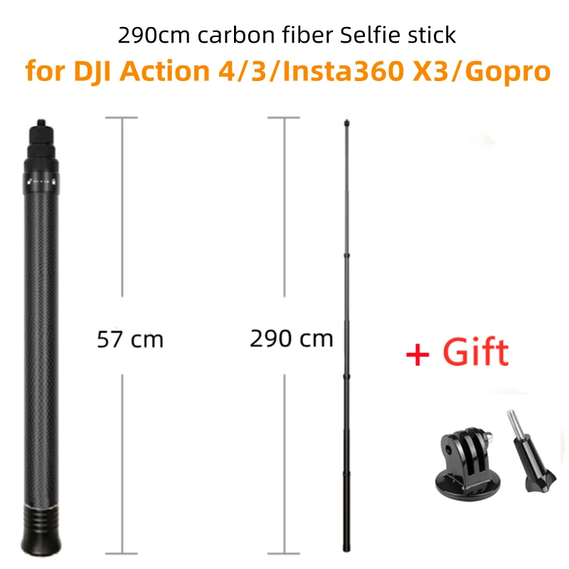 Bâton De Selfie Invisible En Fiber De Carbone, 3m, Super Long, Pour  Insta360 X3 /dji Action 3 /gopro11, En Stock - Selfie Bâtons - AliExpress