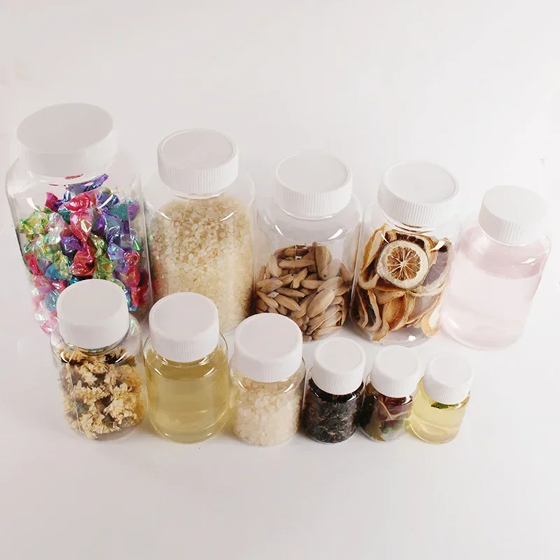 100Pcs Refillable Bottles Plastic Clear Seal Bottles Medicine Pill Vial Container Reagent Packing Bottle flacon vide plastique