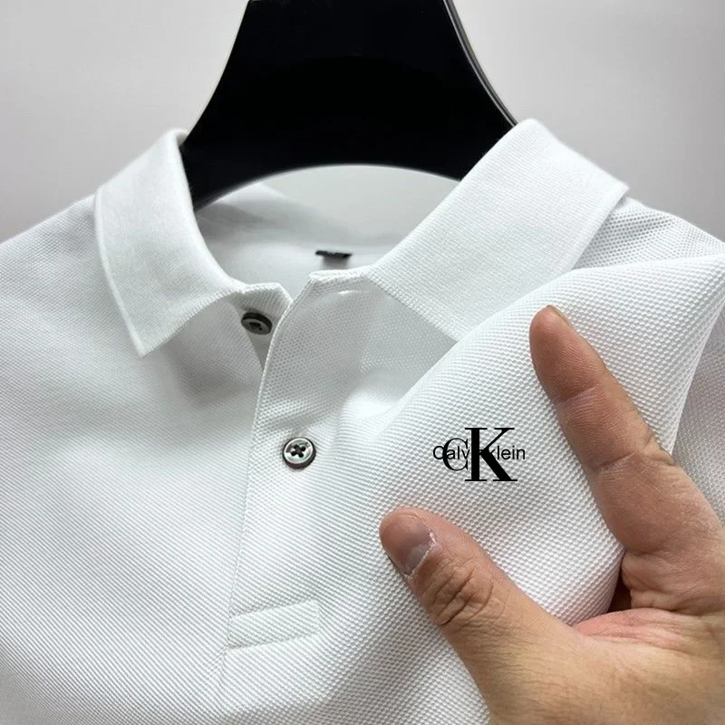 2024 Men's Solid Color Polo Shirt Short Sleeved Button Up Collar T-Shirt New Summer Casual Anti Pilling Fashionable Street Top