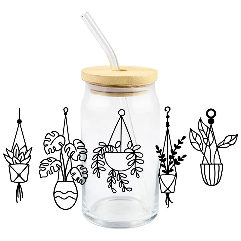 3D UV DTF Wrap Transfer Stickers Cactus Plants Design Waterproof Wrap For Bottles Cups Mugs DIY Decal