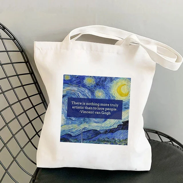 Shopper Van Gogh Img Printed Kawaii Bag Harajuku Women Shopping Bag Canvas Shopper Bag Girl Handbag Tote Bag Shoulder Lady Bag b908