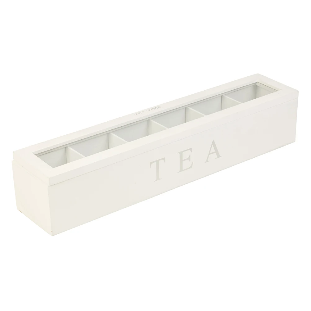 Tea Canister Natural Wood Tea Storage Box 5 Compartments Organizer for Tea Bags Dried Flowers Sugar Perfect Home Decor Gift for Love