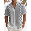 Colorful Stripes Pattern Hawaiian Shirt For Men Color Block 3D Printed Short Sleeve Tops Casual Lapel Aloha Shirts Loose Blouses 2