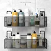 Wall-mounted Bathroom Shelf Shower Shampoo Rack Organizer Toilet Accessories Holder Kitchen Free Punch Condiment Storage Baskets 3