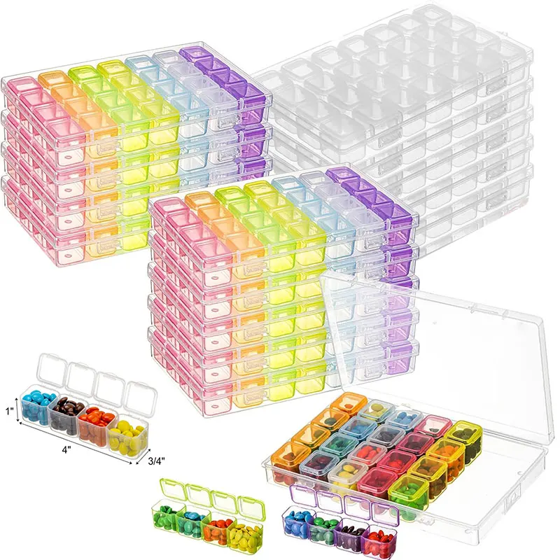 

28 Grids Plastic Craft Organizer Case Diamond Painting Storage Box Containers with for Sewing Craft Bead Art Rhinestones Jewelry