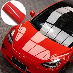 Radiant Gloss Red Vinyl Wrap - High-Gloss Auto Wrapping Film with Bubble-Free Application - 50x300cm