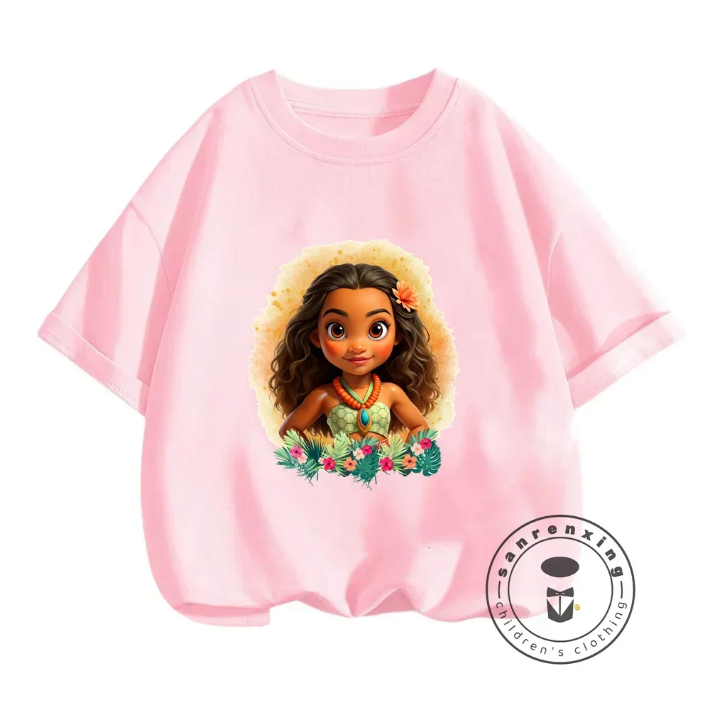 Summertime Fun for Kids Disney Moana Cartoon Prints on Boys Girls T-shirts Cute Streetwear Fashionable O-neck Soft for Children 3