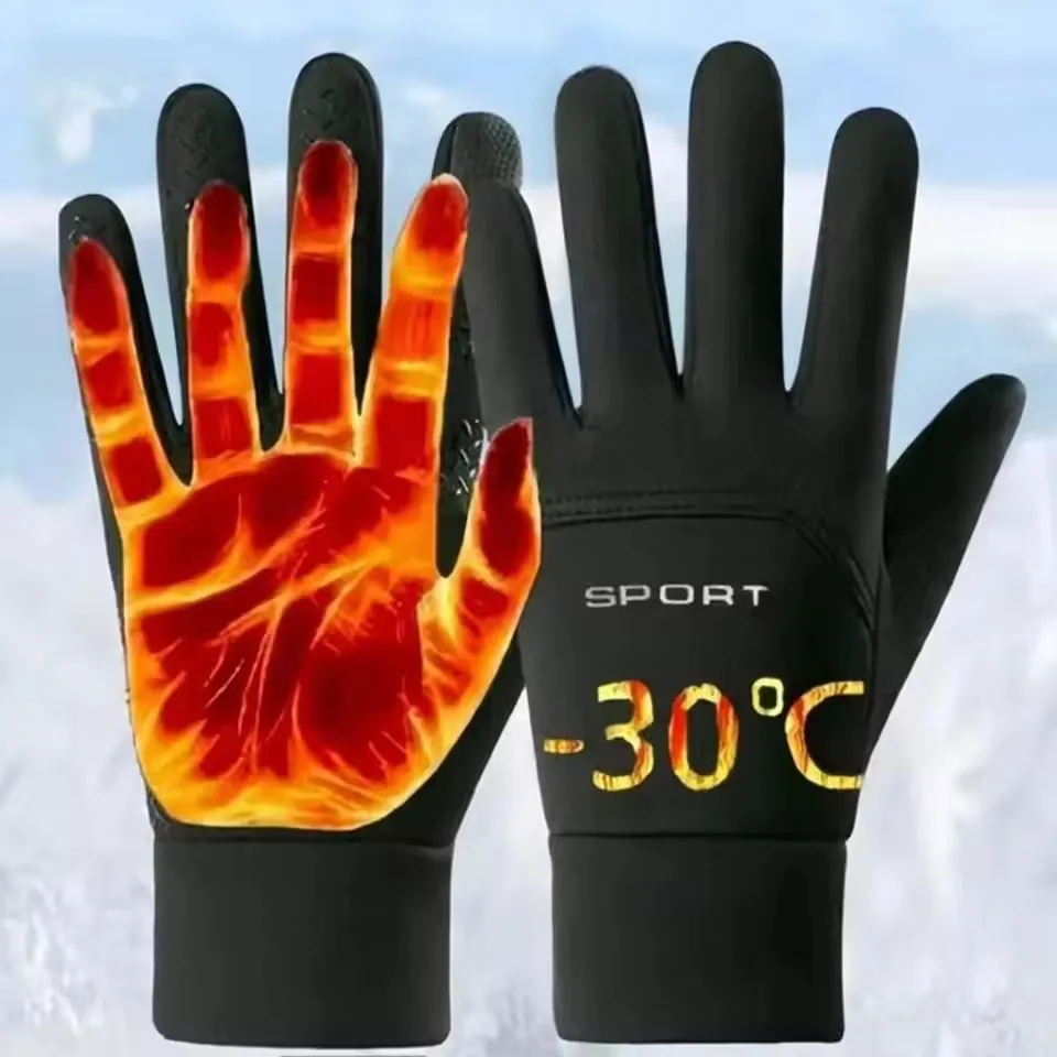 Gants chauds pour hommes et femmes, écran tactile, en peluche, pour Sports de plein air, coupe-vent et résistants au froid, pour cyclisme, automne et hiver