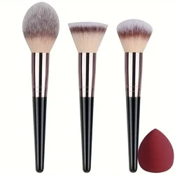 Premium Makeup Brush Set - Soft Fluffy Blending, Foundation, Concealer & Blush Tools (3pcs with egg)