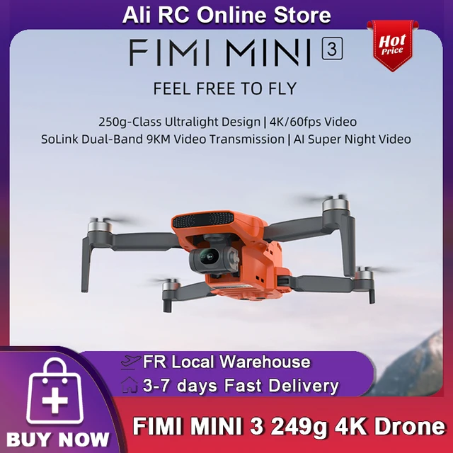 FIMI MINI 3 Drone professionnel 249g 4K 60fps AI Super vidéo nocturne 9KM distance de vol 1/2 pouces 48MP capteur caméra Drone 1
