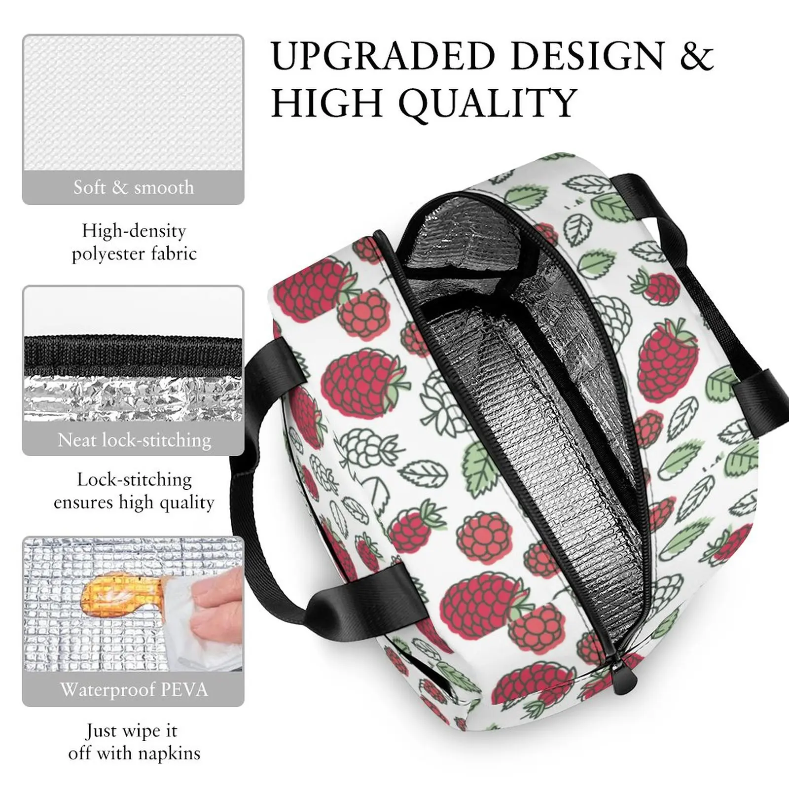 Custom Pattern Tote Lunch Bags for Women Colored Grape Print Portable Meal Bag Picnic Travel Breakfast Box Office Work School