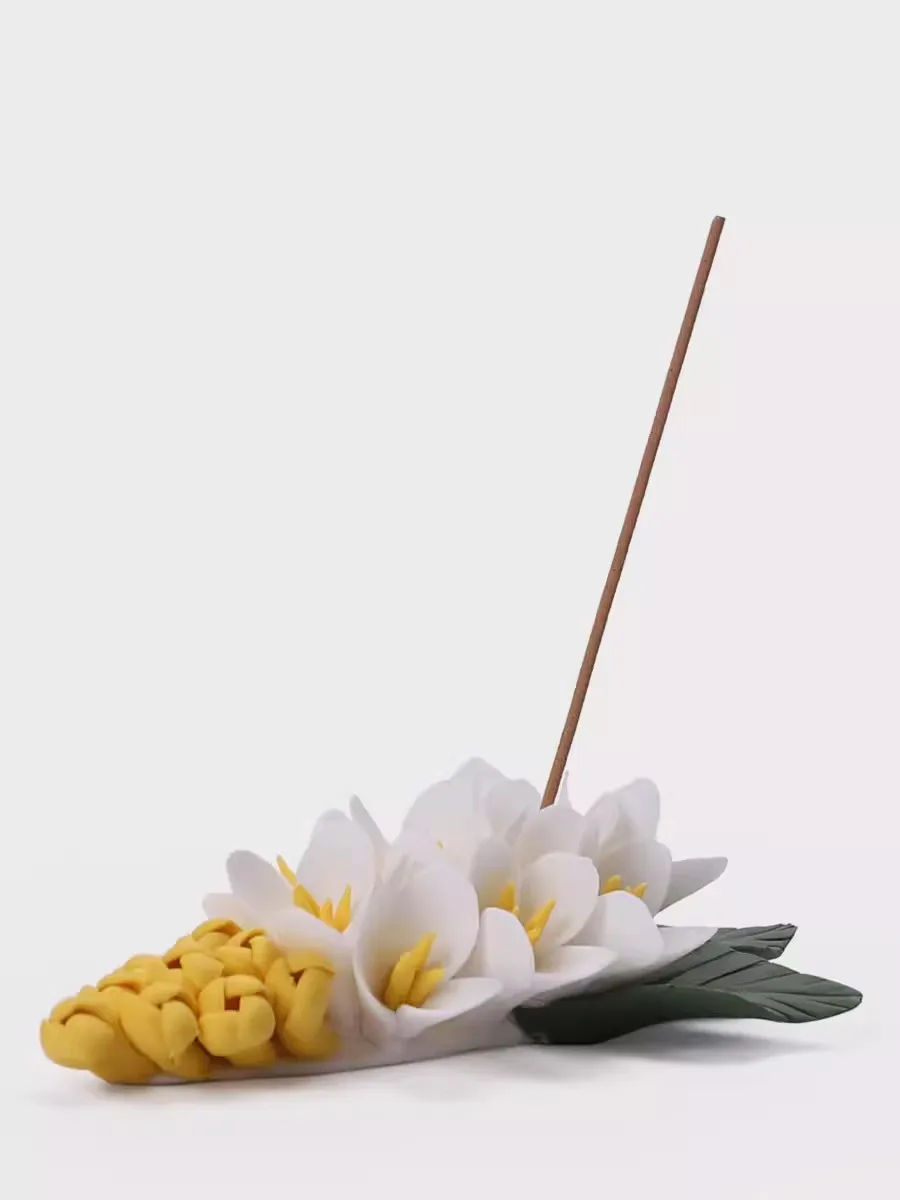 Qiao Lin Ceramic Hand-kneaded Floral Incense Stick Tea Ceremony Ornaments Home Decoration Accessories