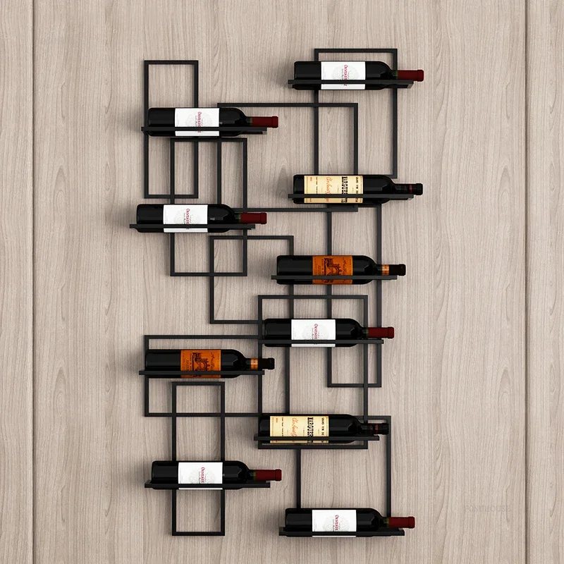 European Simple Showcase for Shop Horizontal Hanging Display Red Wine Rack Creative Metal Design Display Cabinet for Dining Room