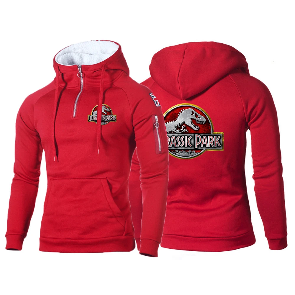 2023 Jurassic Park New Men Spring and Autumn Jackets Zipper Hoodie Harajuku Fitness Fleece Casual All-Match Sweatshirt