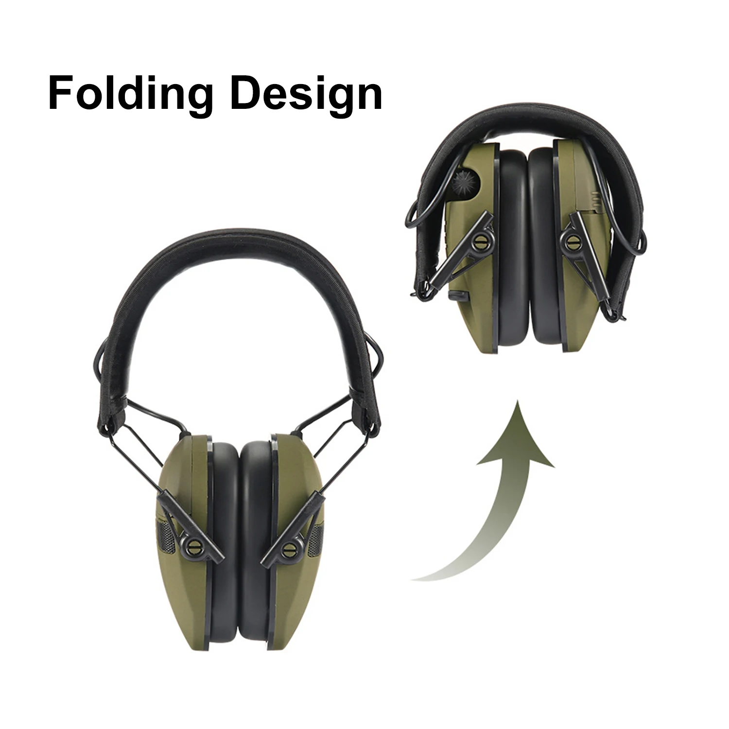 Slim Electronic Shooting Ear Protection Earmuffs with Low Profile NRR 23 dB Anti-noise Headphone Headset Foldable for Hunting