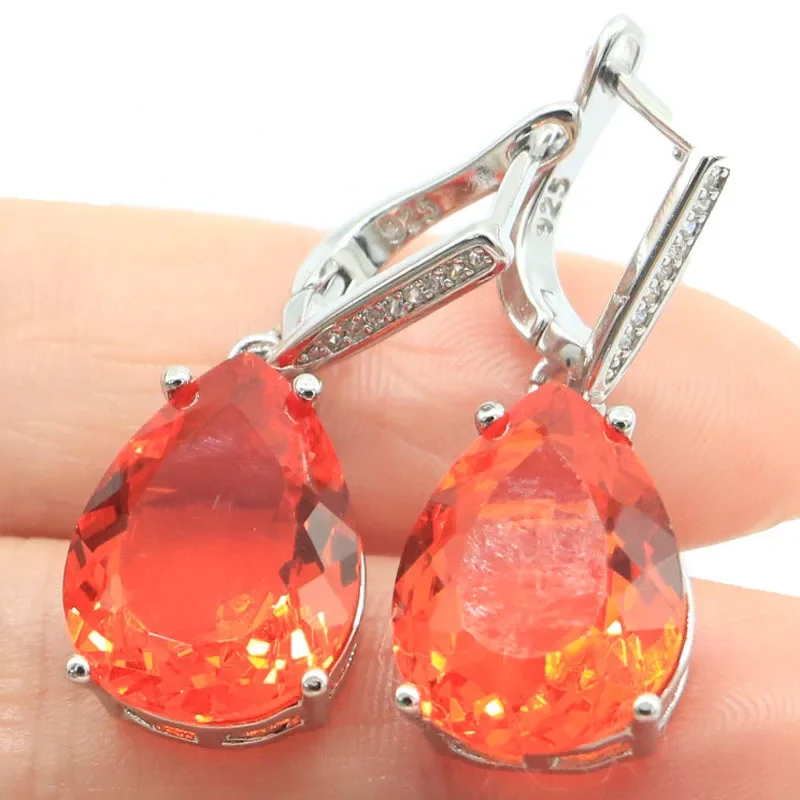 9g Customized 925 SOLID STERLING SILVER Earrings Luxury Drop Shape Alexandrite Topaz Spessartine Garnet Golden Citrine Women Wed