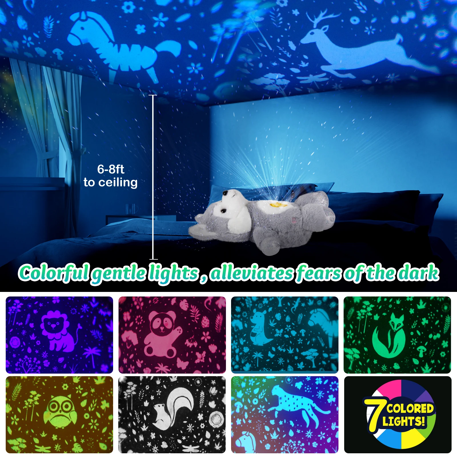 Plush Toy Bunny Projector Luminous Plush Toys Doll Gift Cotton Throw Pillows Stuffed Animals Girls