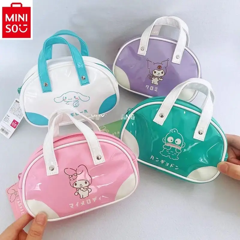 

MINISO Cartoon Culomi Melody PU Leather Tote Bag Children's Pencil Case Stationery Box Waterproof Storage Bag