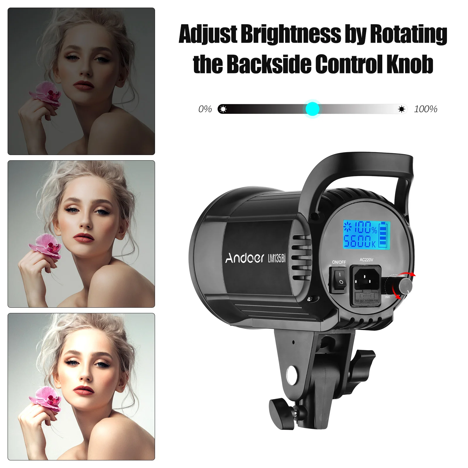 New!!! 135W/ 100W/ 60W Studio LED Video Light Dimmable Bowens Mount Continuous Light for Live Streaming Photo Video Recording 4