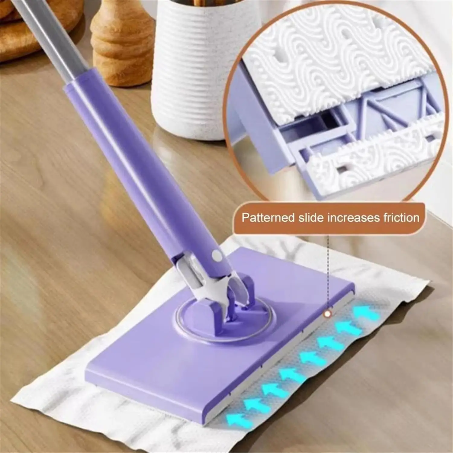 Snap Grip Mini Mop,Convenient Cloth Changing Mini Mop,Retractable Gap Dust Cleaner Flat Mops with Locking Head &Sweeping Cloths (Purple) 6