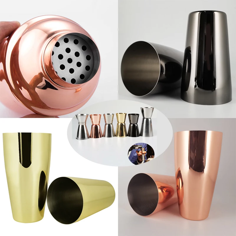 1-22Pcs Boston Cocktail Shaker Bar Tools Wine Mixer Set Bartender Cocktail Shaker Tool Kit Pourer Jigger Muddler with Holder