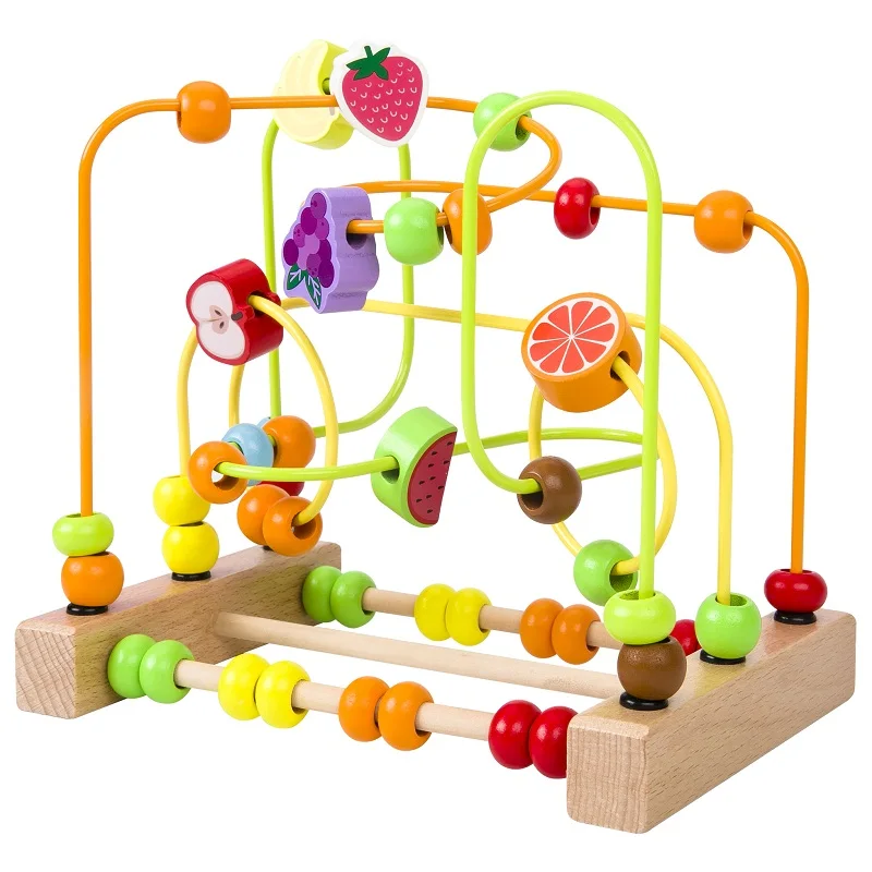 Montessori Baby Toys Wooden Roller Coaster Bead Maze Abacus Puzzle Educational Puzzle Math Game for Toddler Early Learning 2