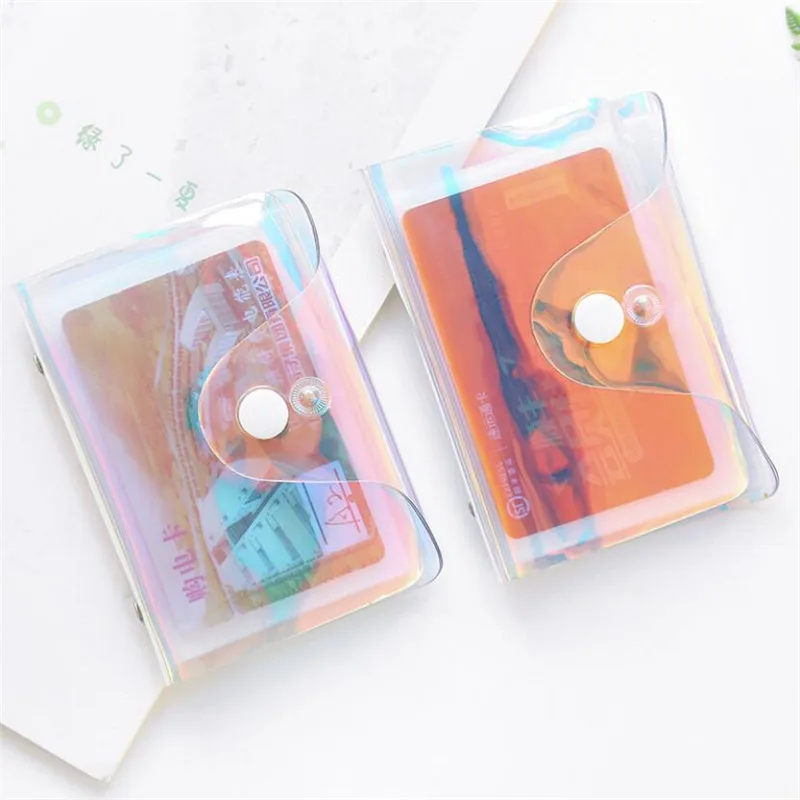 1PC Colorful Short Wallet Transparent Coin Purse Women Wallet Laser PVC Card Clear Short Purse Laser Holographic Women Clear
