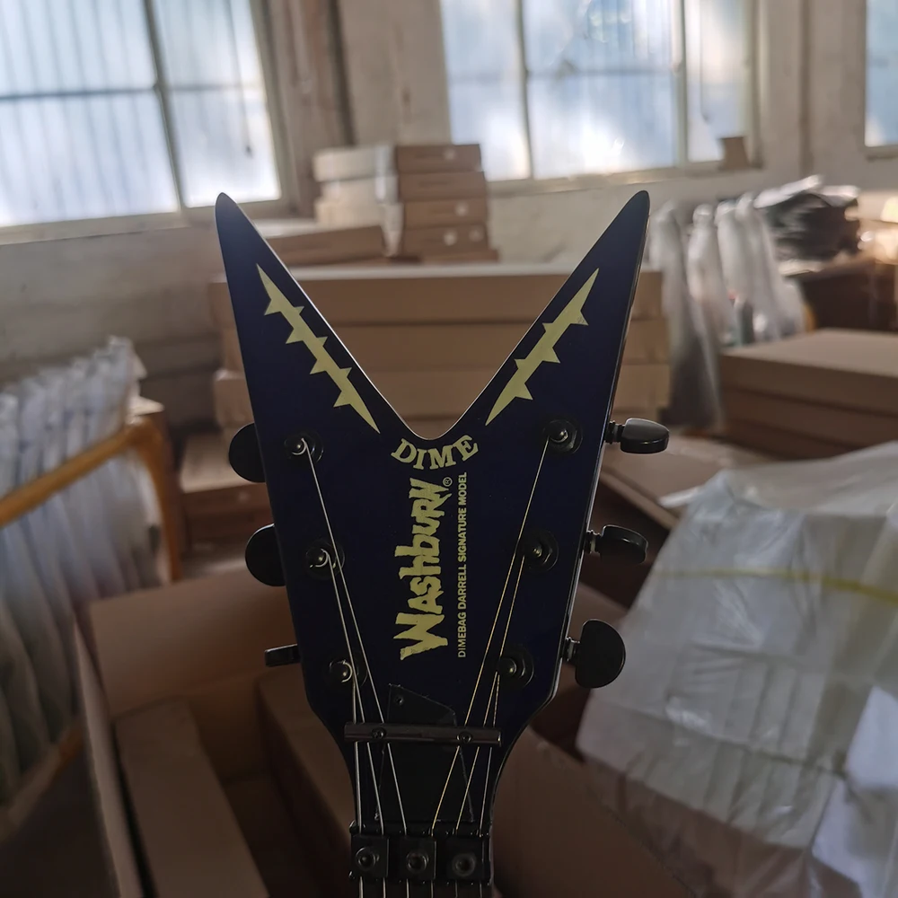 electric guitar WASHBURN DIME Floyd Rose tremolo lightning inlay blue front face in stock