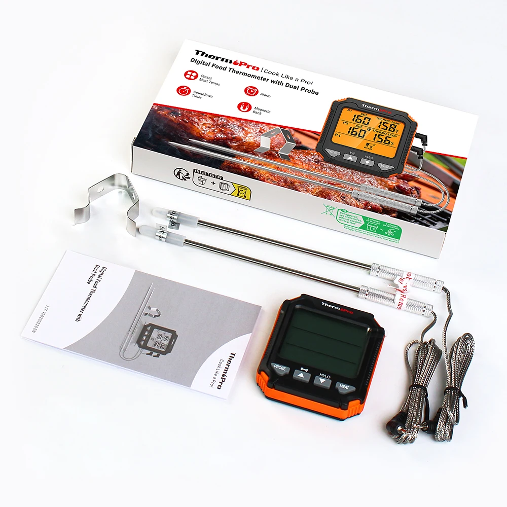 ThermoPro TP717 Dual Probe Food Thermometer Big LCD BBQ Oven Kitchen