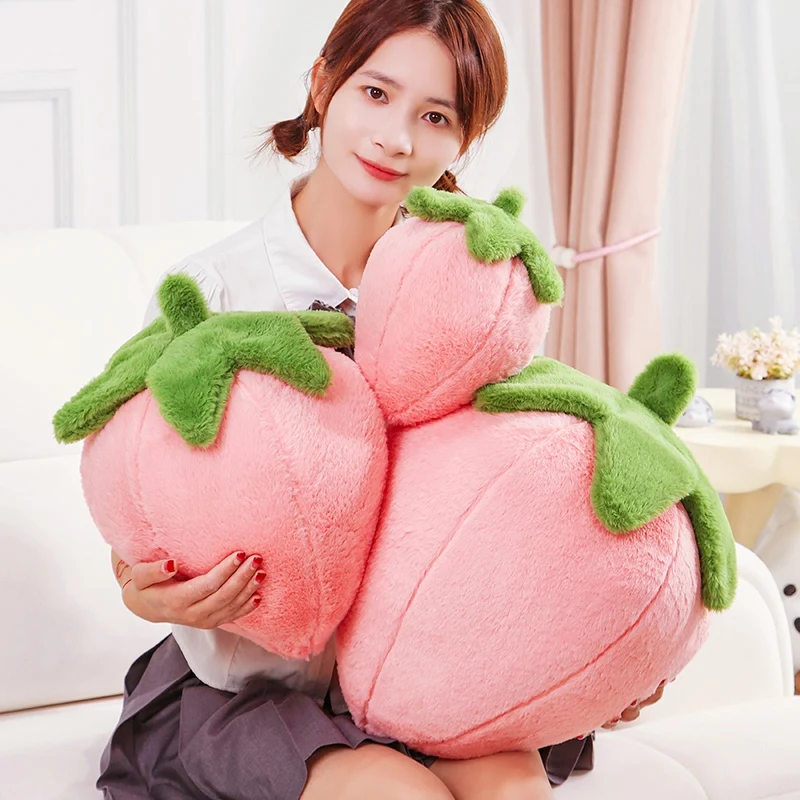 Hot 23/35cm Strawberry Pillow Plush Toy Handmade Doll Cartoon Anime Cute Cushion Home Decoration Children's Birthday Gift Toy