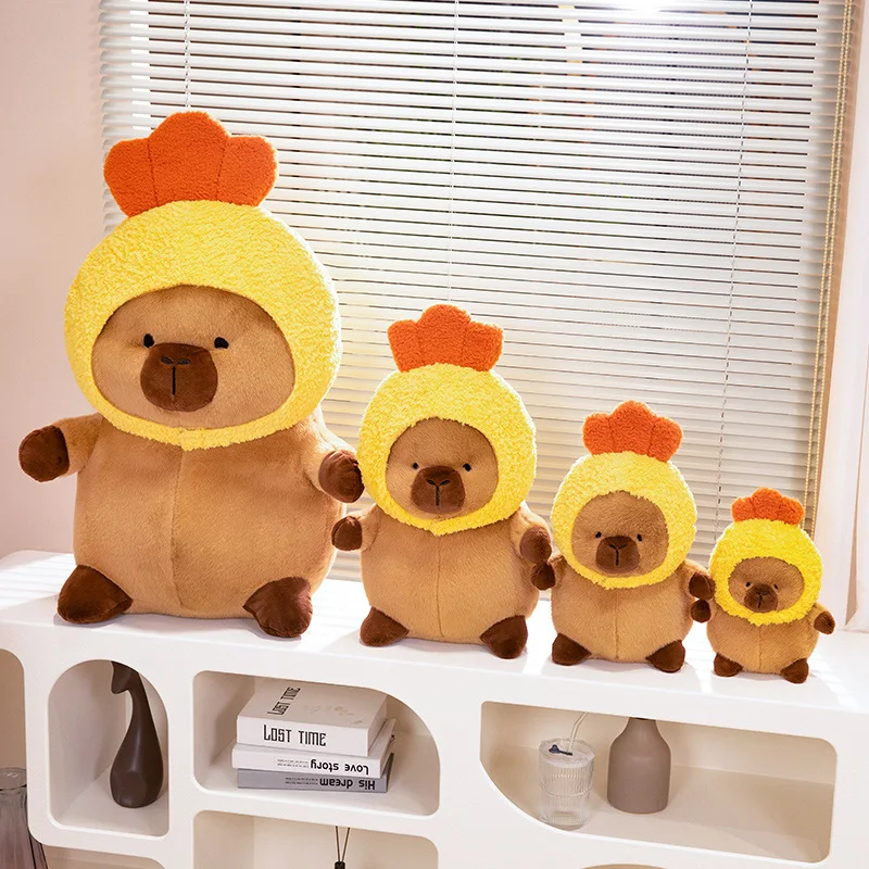 Kawaii Funny Capybara With Fruit Headgear Plush Toys Cute Capybara Plushies Doll Stuffed Animal Toy for Kids Girls Birthday Gift