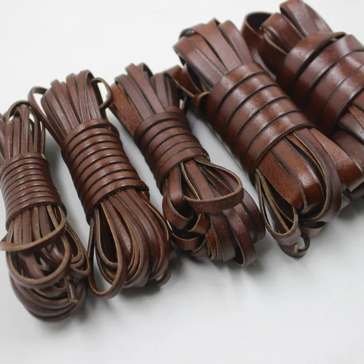 Description Picture 2 of itemvintage Genuine Cowhide Leather cord strip Flat rope DIY leather craft Jewelry bag 5 meters leathercraft
