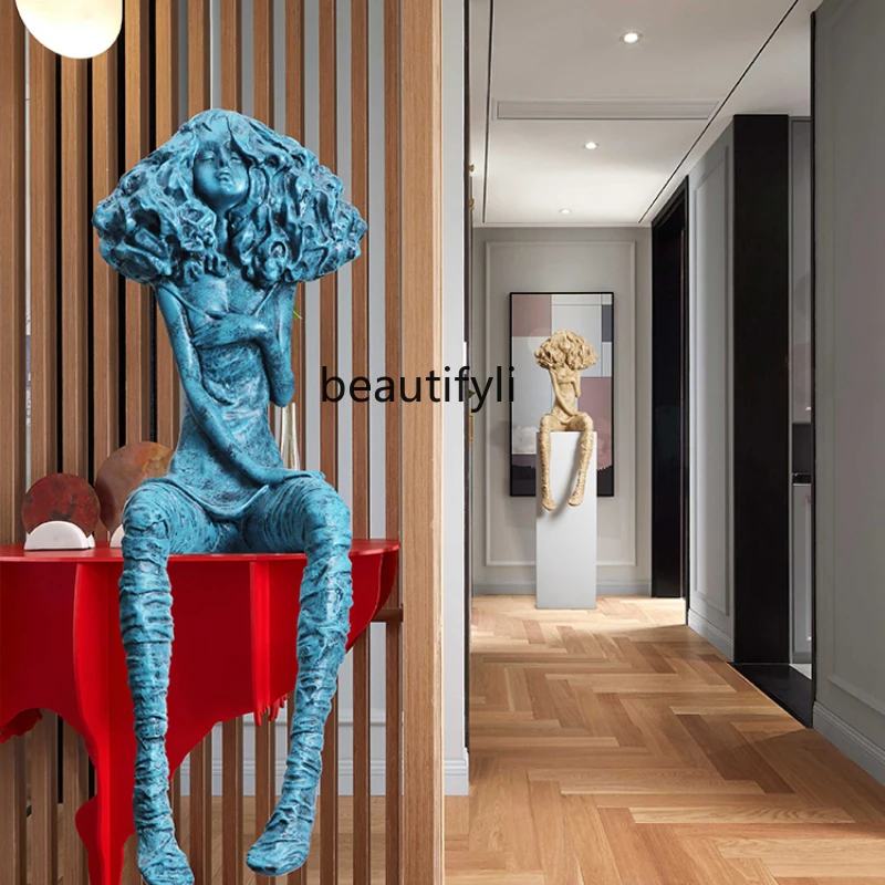 

CXH Abstract Character Landing Modern Girl Sculptured Ornaments Sales Office Sample Room Decorations