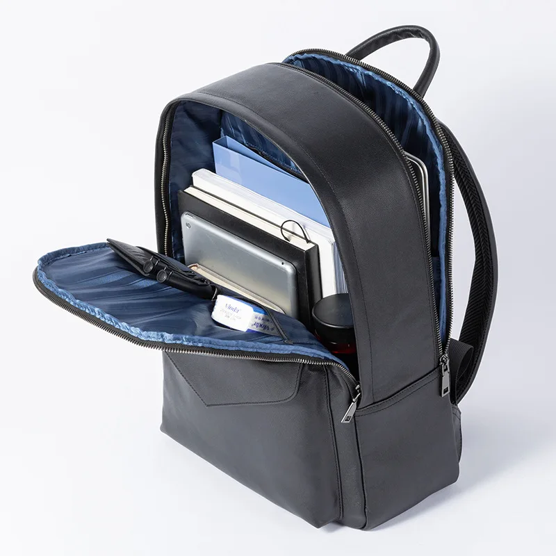 High Quality Genuine Leather Men's Backpack Luxury Designer 15.6 inch Laptop Backpacks Men Schoolbag For Teenager Male Bagpack