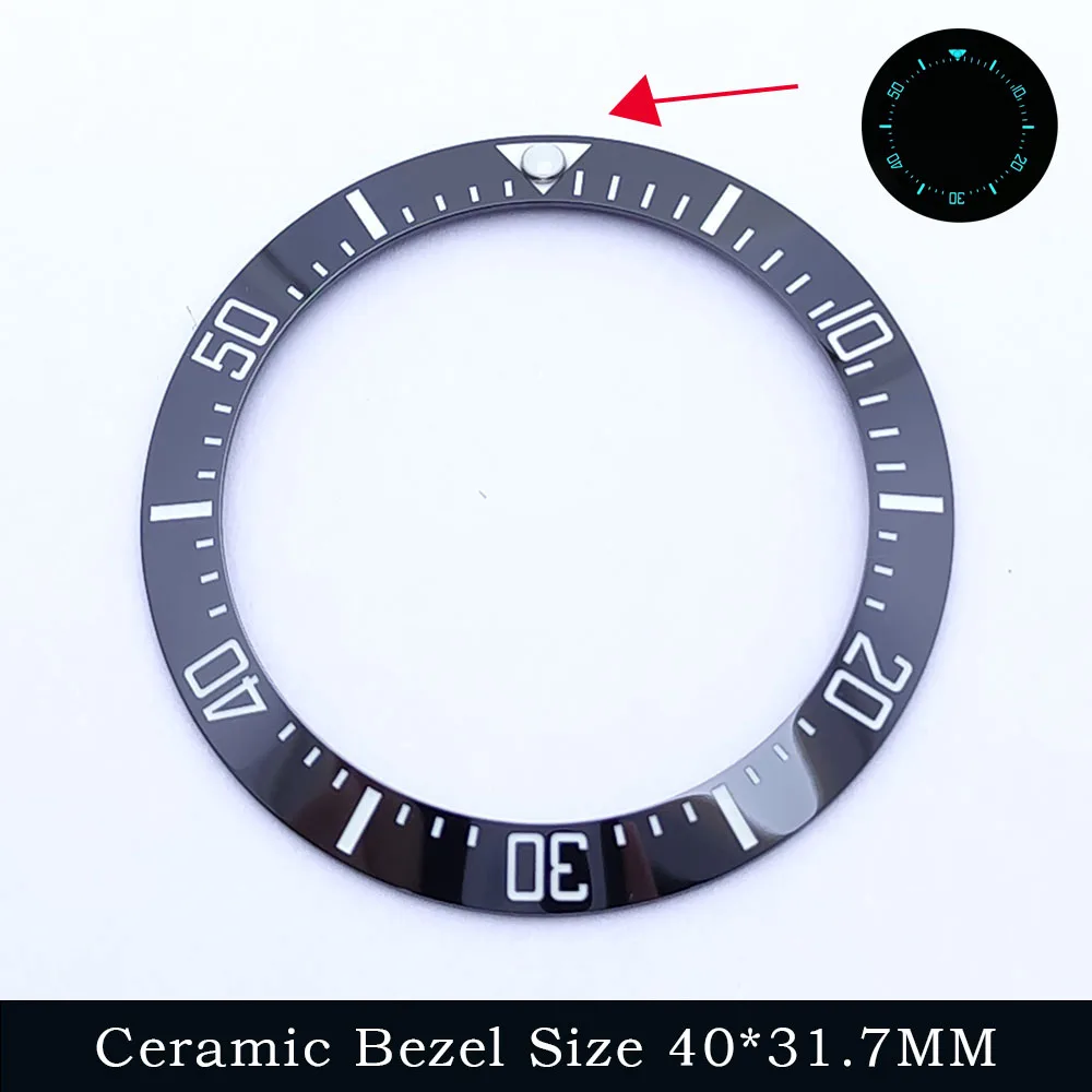 Elegant Sloping Blue-Green Luminous Ceramic Bezel Insert