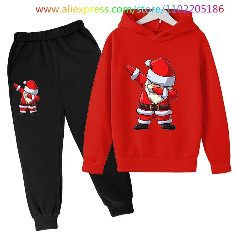 

Santa Claus Children's Merry Christmas Hoodies Sets Kids Boys Girls Santa Claus Tops Pants Suits 3-14 Years Old Happy New Year
