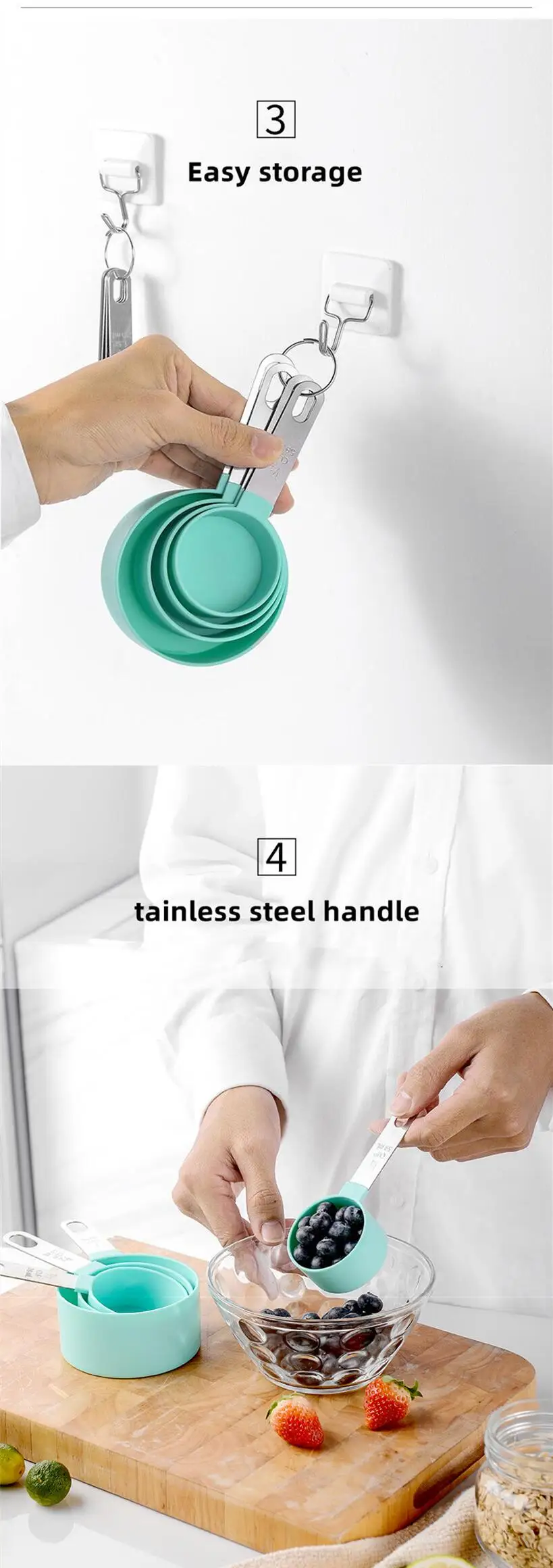 Description Picture 5 of item8PCS Measuring Cups Spoons Set For Baking Cake Pastry Cooking Utensils Kitchen Tools Accessories Gadget Sets Ustenes of Cuisine