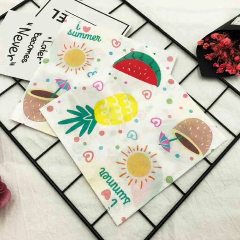 20pcs/Pac Colorful Printed Napkins Fruit Collection Party Baking Folded Square Tissue Paper Napkins Food Grade Paper Placemats