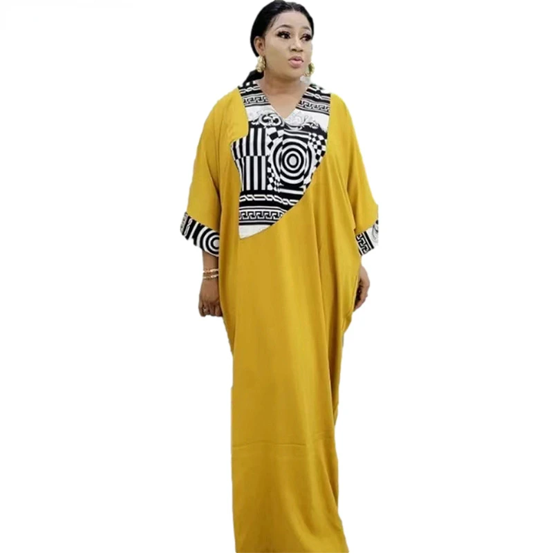 여성용 리넨 프린트 롱 드레스, 아프리카 의류, 레드 옐로우, 봄, 가을