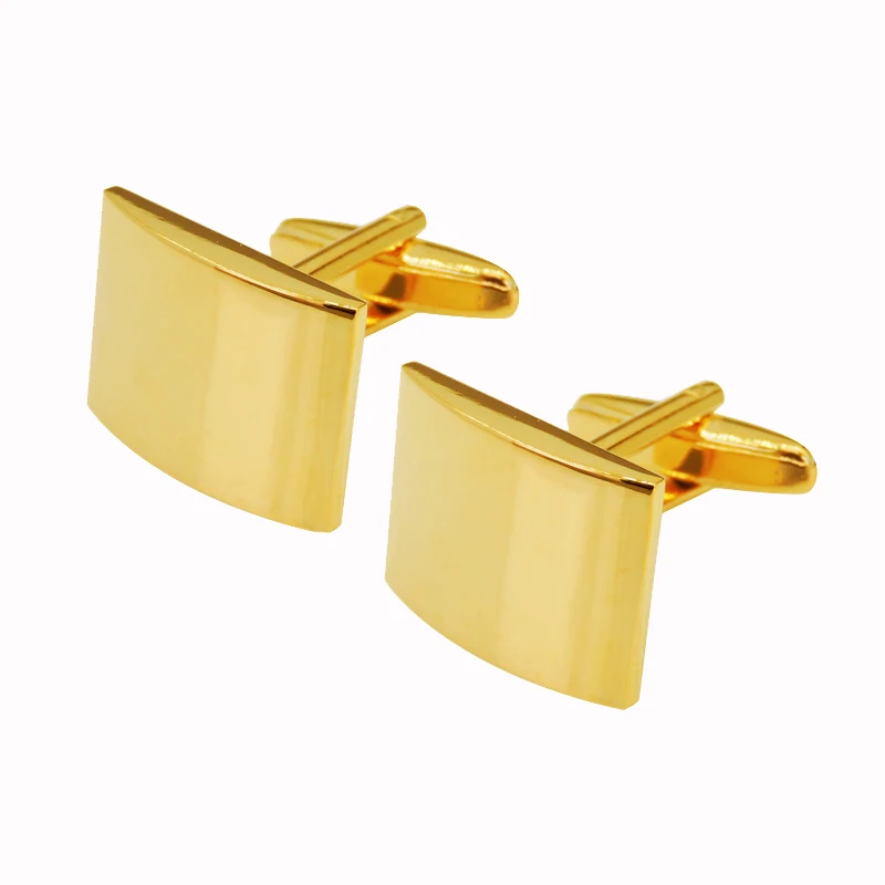 

DY Summer new copper gold silver black smooth rectangular Cufflink simple fashion style men's French shirt Cufflinks