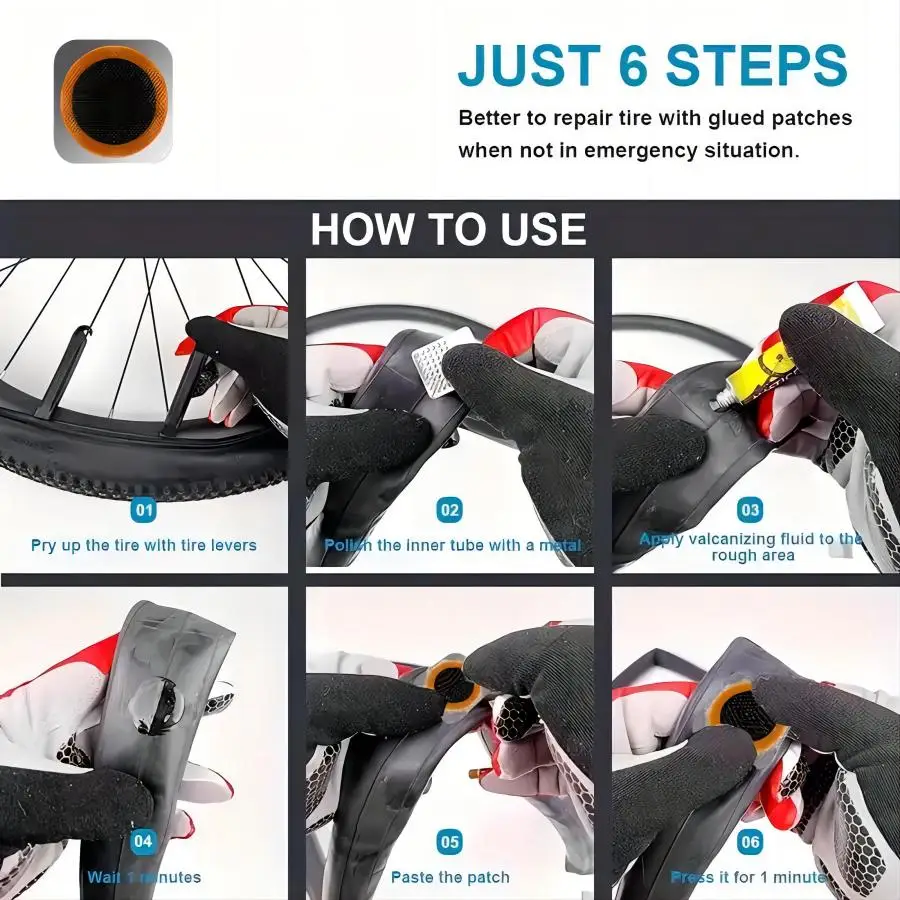 Bike Tire Repair Kit-Patches,Tire Flim,Grinding Film,Crowbar