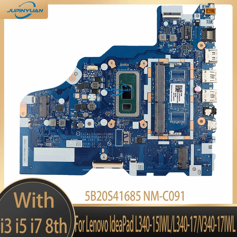 

NM-C091 Motherboard For Lenovo IdeaPad L340-15IWL L340-17IWL Laptop Motherboard with I3 I5 I7 8th Gen CPU 100% test work