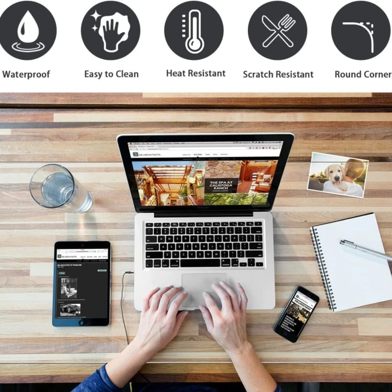 PVC Clear Writing Desk Pad Anti-Static Heat Resistant Waterproof Table Protector for Office Computer Writing Desk Tabletop 5
