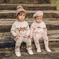 Spring Baby Knitwear For Boys Girls Baby Girl Clothes Baby Boy Sweater Sets Tops + Pants Pull Fille Newborn Outwears Sets 0-3Y 2