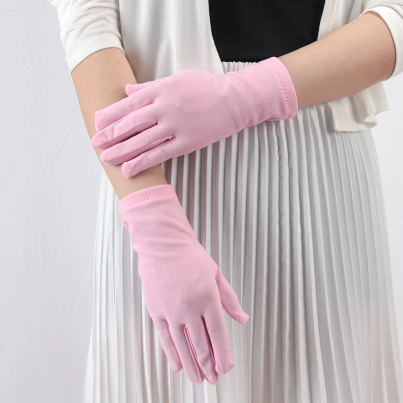 New Solid Fashion Women's Gloves Manner Ceremonial White Elastic Sunscreen Mittens Female UV-Proof Sun Protection Driving Gloves