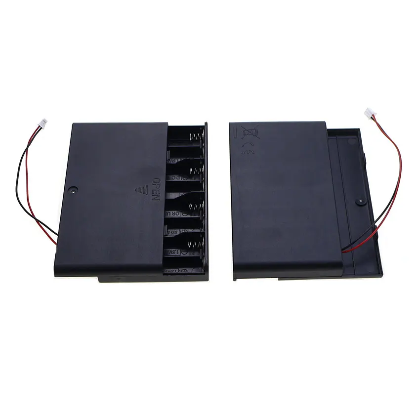 YuXi 1개 AA 배터리 보관함 케이스 8 슬롯 배터리 홀더 터미널 와이어 포함 SM Dupont PH2.0 XH2.54 USB 플러그