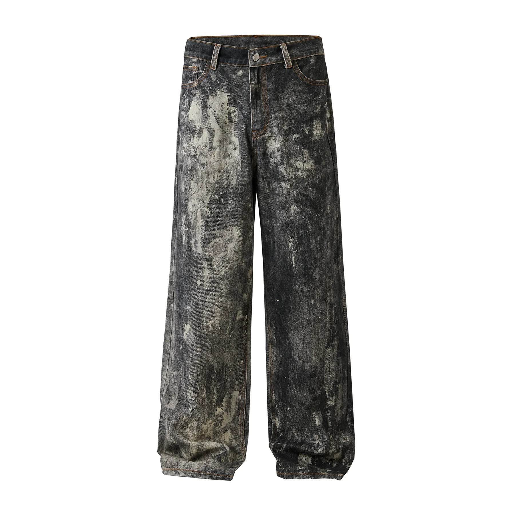 2025, Frühling und Herbst, neue Inkjet-bedruckte Unisex-Jeans für Männer und Frauen, wassergewaschene, lockere Tarnhose mit weitem Bein – Detail 5