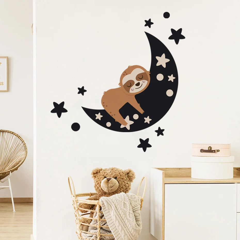 Sleepy Sloth Fabric Wall Decals - Cute Watercolor Removable Stickers For Kids' Room, Nursery, Or Playroom Decor - View #5