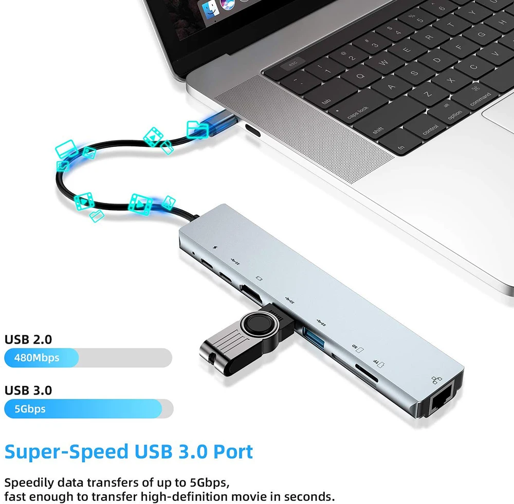 HDMI-4K docking station portátil adaptador com pd